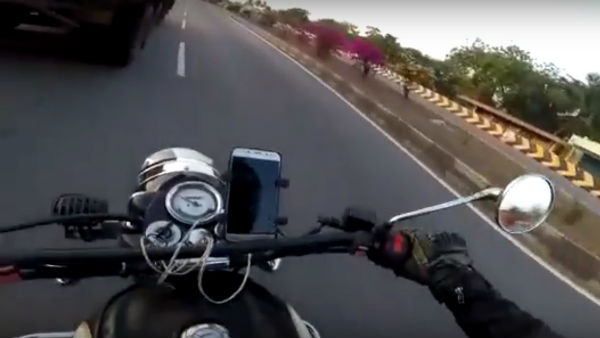 'റോങ്ങ് സൈഡ്' കയറി ലോറി; ബൈക്ക് യാത്രികന്‍ രക്ഷപ്പെട്ടത് തലനാരിഴയ്ക്ക്