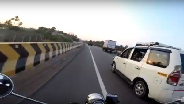 'റോങ്ങ് സൈഡ്' കയറി ലോറി; ബൈക്ക് യാത്രികന്‍ രക്ഷപ്പെട്ടത് തലനാരിഴയ്ക്ക്