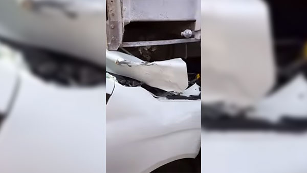 ട്രക്കിന് പിന്നില്‍ ഇടിച്ചു കയറി മഹീന്ദ്ര മറാസോ, യാത്രക്കാര്‍ സുരക്ഷിതര്‍