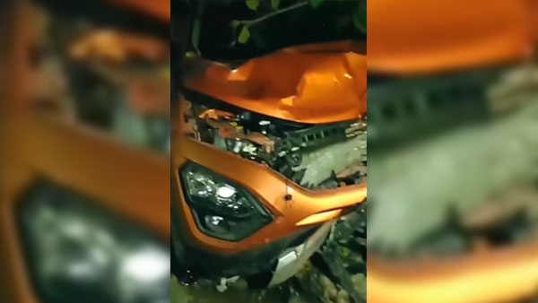 നിയന്ത്രണം വിട്ട ഹാരിയര്‍ മരത്തിലേക്ക് ഇടിച്ചുകയറി, മുന്‍ഭാഗം തരിപ്പണം — വീഡിയോ