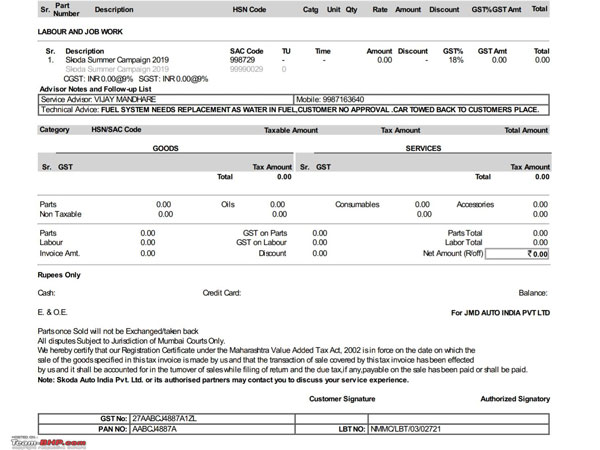 സ്‌കോഡ ഡീലര്‍ഷിപ്പ് നല്‍കിയത് 3 ലക്ഷം രൂപയുടെ എസ്റ്റിമേറ്റ്, ഇരുനൂറ് രൂപയ്ക്ക് കാര്‍ ശരിയാക്കി ഉടമ