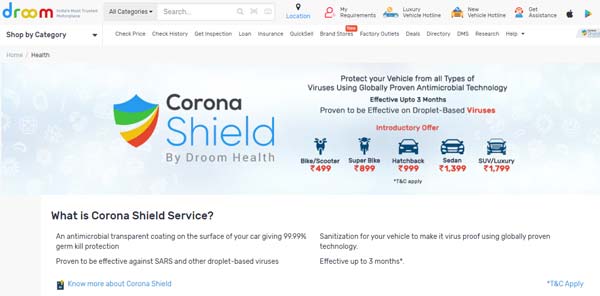 വാഹനങ്ങൾക്കായി കൊറോണ ഷീൽഡ് അവതരിപ്പിച്ച് ഡ്രൂം