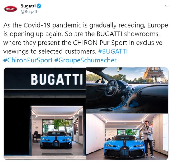 പുതിയ ഷിറോൺ‌ പർ‌ സ്‌പോർ‌ട്ട് യൂറോപ്പിൽ അവതരിപ്പിച്ച് ബുഗാട്ടി