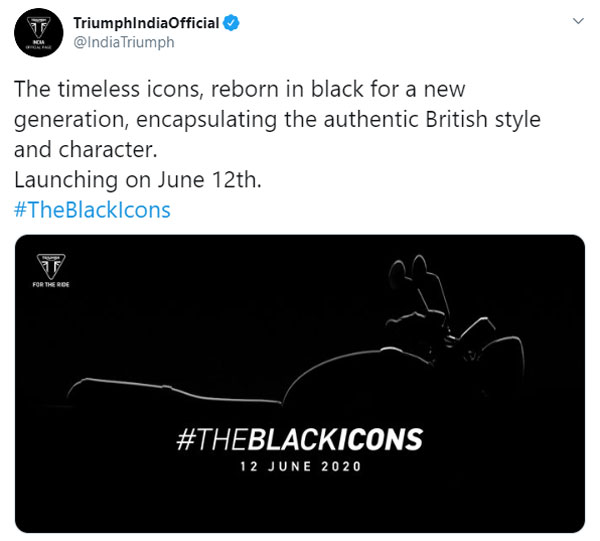 കറുപ്പിൽ അണിഞ്ഞൊരുങ്ങി ബോണവില്ലെ T100, T120 മോഡലുകൾ, അവതരണം ജൂൺ 12-ന്