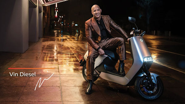 യാദിയ ഇലക്ട്രിക് സ്കൂട്ടറിന്റെ പരസ്യത്തിൽ പ്രത്യക്ഷപ്പെട്ട് വിൻ ഡീസൽ