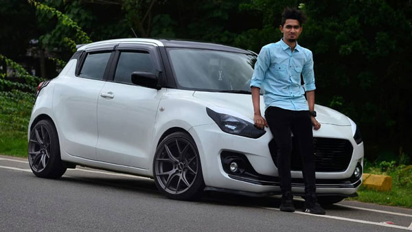 കസ്റ്റം അലോയികളുമായി ലോ റൈഡർ രൂപത്തിൽ തിളങ്ങി മാരുതി സ്വിഫ്റ്റ്