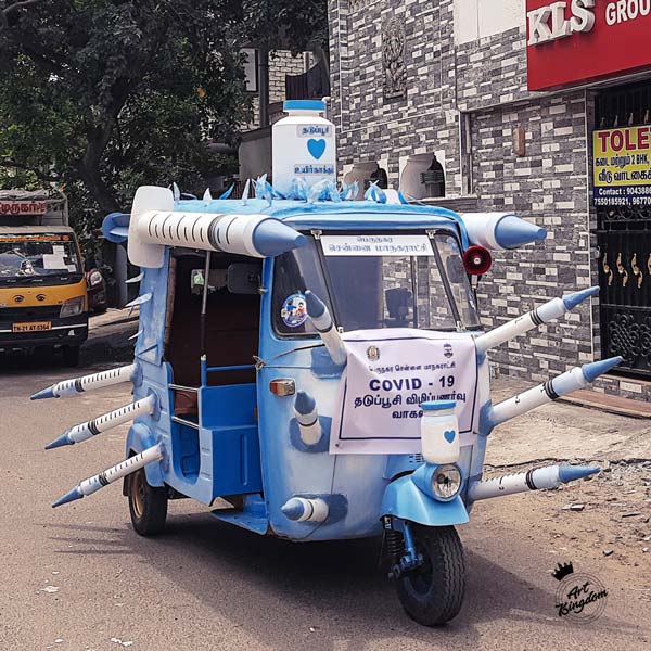 കൊവിഡ് -19 മഹാമാരിക്കെതിരായ പോരാട്ടത്തില്‍ വൈറലായി 'വാക്‌സിന്‍ ഓട്ടോ' 