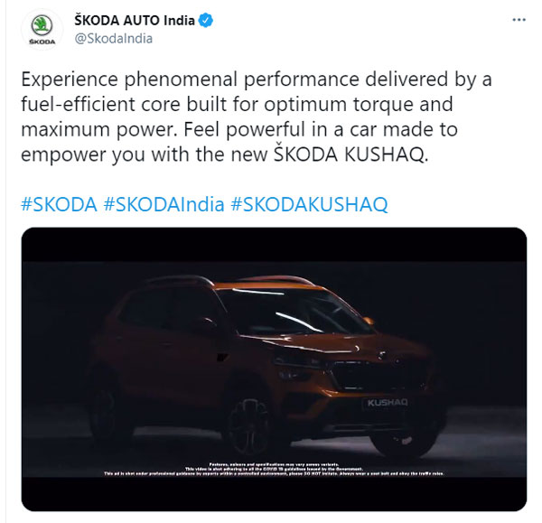 കുഷാഖിന്റെ പുതിയ ടീസര്‍ പങ്കുവെച്ച് സ്‌കോഡ; കൂടുതല്‍ വിവരങ്ങള്‍ ഇങ്ങനെ