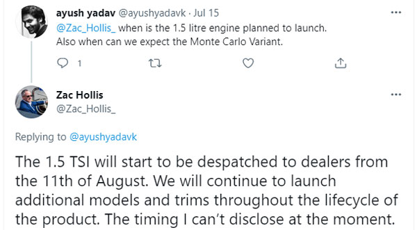 കുഷാഖ് 1.5 ലിറ്റര്‍ പതിപ്പും നിരത്തുകളിലേക്ക്; ഡെലിവറി തീയതി വെളിപ്പെടുത്തി സ്‌കോഡ