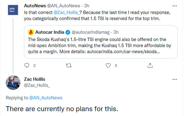 Kushaq-ന്റെ മിഡ് സ്‌പെക്ക് വേരിയന്റിനായി കാത്തിരിക്കേണ്ട; അത്തരത്തിലൊരു പദ്ധതിയും ഇല്ലെന്ന് Skoda