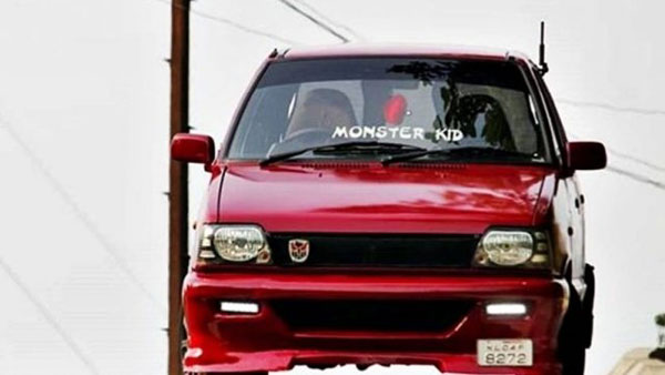 റെഡ് ഷേഡിൽ ലോ റൈഡിംഗ് ഡ്രമാറ്റിക് ലുക്കിൽ പരിഷ്കരിച്ച Maruti 800