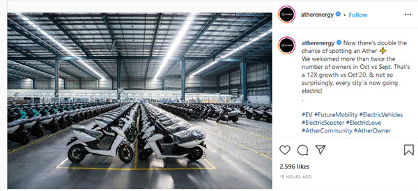 ഉയര്‍ന്ന ഇന്ധനവിലയില്‍ അനുകൂലം ഇലക്ട്രിക് വാഹനങ്ങള്‍ക്ക്; വില്‍പ്പനയില്‍ 12 മടങ്ങ് വര്‍ധനവുമായി Ather