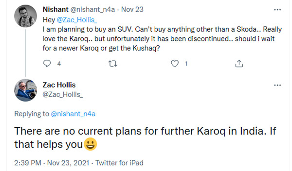 എസ്‌യുവി നിര ശക്തിപ്പെടുത്താന്‍ Karoq ഇന്ത്യയിലേക്കില്ല; സ്ഥിരീകരിച്ച് Skoda