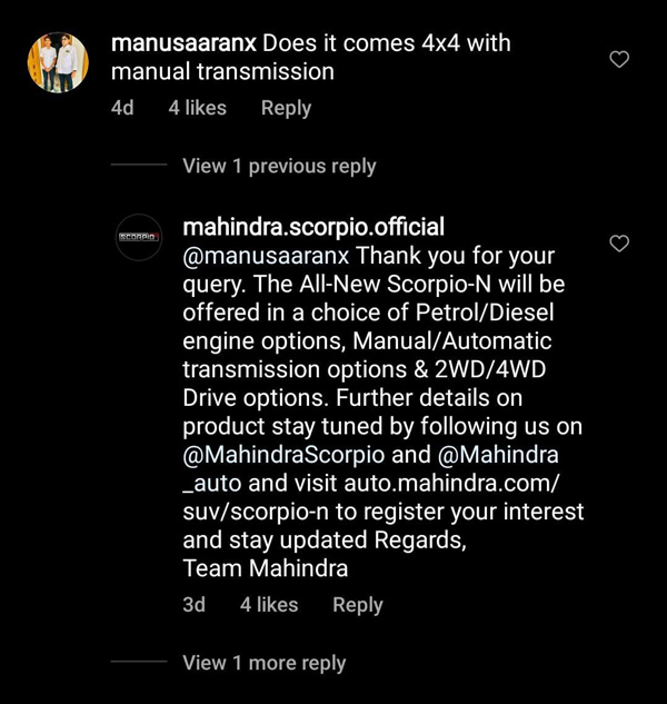 ഡീസല്‍, പെട്രോള്‍ എഞ്ചിനുകള്‍ക്കൊപ്പം 2WD, 4WD ഓപ്ഷനും; Scorpio N എഞ്ചിന്‍ ഓപ്ഷനുകള്‍ വെളിപ്പെടുത്തി Mahindra