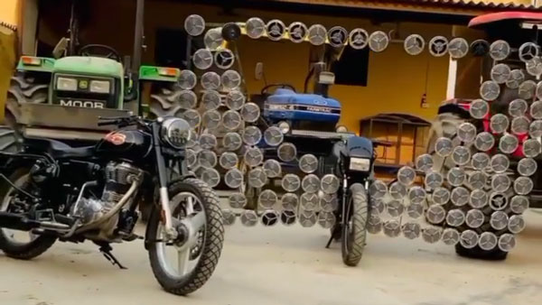 'ഹോൺമാല'യുമായി ഒരു സ്‌പ്ലെൻഡർ; ഘടിപ്പിച്ചത് 100 ഹോണുകൾ