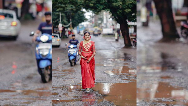 'റോഡില്‍ കുഴിയുള്ളപ്പോള്‍ എന്തിന് ലൊക്കേഷന്‍ തപ്പി നടപ്പൂ'; ഫോട്ടോഷൂട്ട് വൈറല്‍