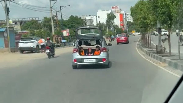 കുട്ടികളെ ഡിക്കിയില്‍ ഇരുത്തി കാര്‍ യാത്ര; 'പണി' കൊടുത്ത് പൊലീസ്