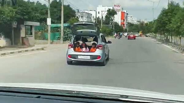 കുട്ടികളെ ഡിക്കിയില്‍ ഇരുത്തി കാര്‍ യാത്ര; 'പണി' കൊടുത്ത് പൊലീസ്