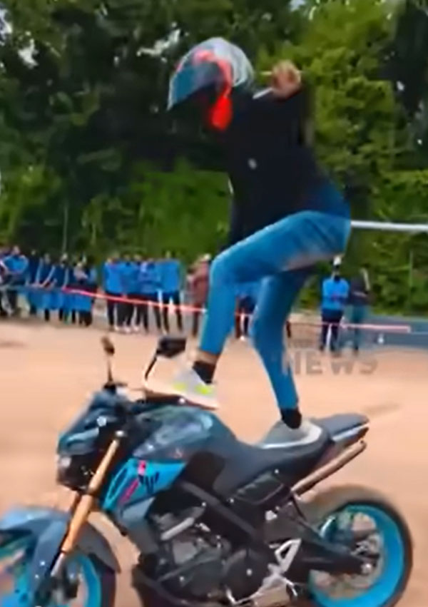 താക്കീത് വകവെക്കാതെ സ്റ്റണ്ടിംഗ് നടത്തി MVD-യെ 'കളിയാക്കി'; റൈഡറുടെ ലൈസന്‍സ് പോയി; ബൈക്ക് കസ്റ്റഡിയില്‍ 