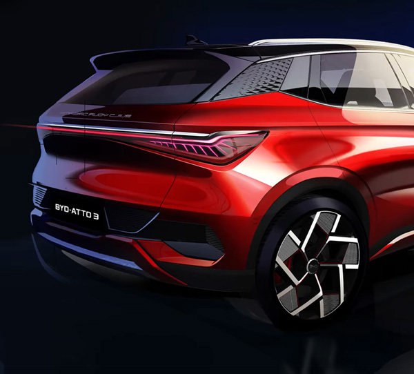 Atto 3 ഇലക്ട്രിക് എസ്‌യുവിയുടെ ലോഞ്ച് നാളെ; ഡിസൈന്‍ സ്‌കെച്ചുകള്‍ പങ്കുവെച്ച് BYD