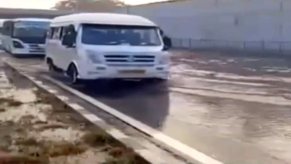 ഒരു മര്യാദ വേണ്ടേ;ഉദ്ഘാടനം കഴിഞ്ഞ മൈസൂർ എക്സ്പ്രസ് ഹൈവേയിൽ വെള്ളക്കെട്ട്