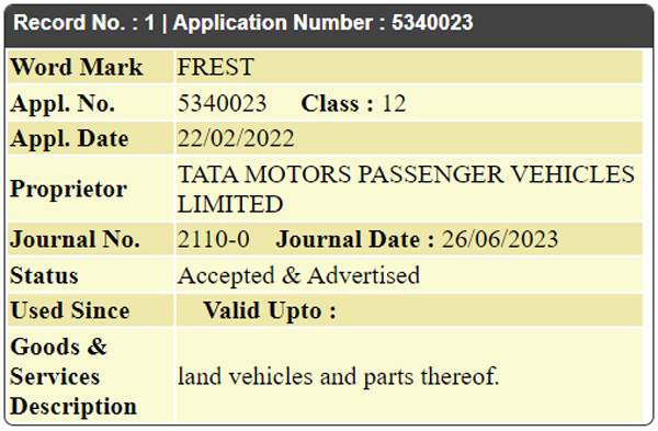 tata frest name trademarked
