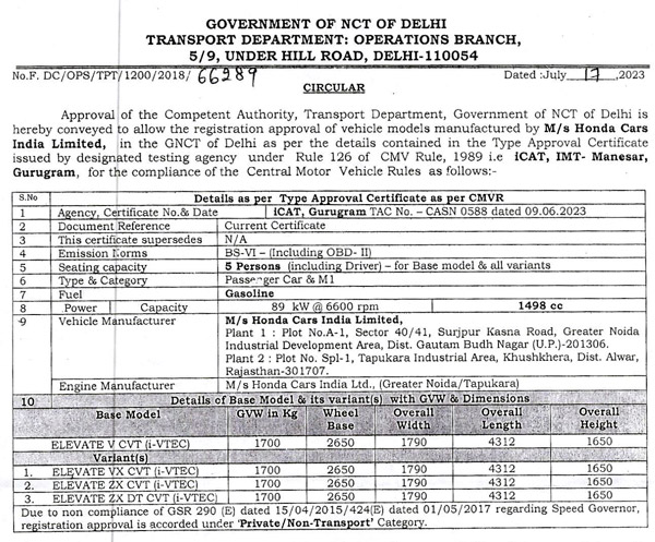 എലിവേറ്റിന്റെ മാനുവൽ, CVT വേരിയന്റുകൾ ഇങ്ങനെ
