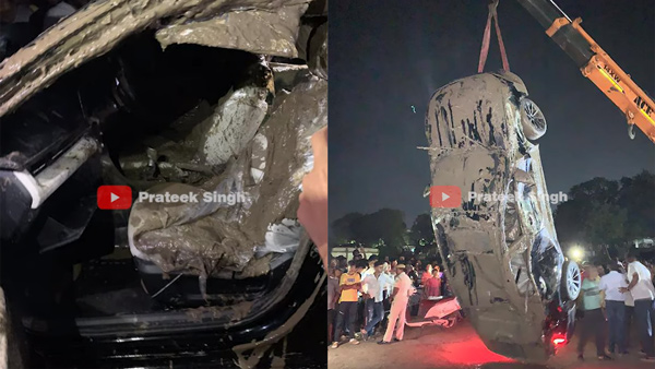 ഹ്യുണ്ടായി വെർണ പാലത്തിൽ നിന്ന് വീണ് അപകടം; വീഡിയോ വൈറൽ