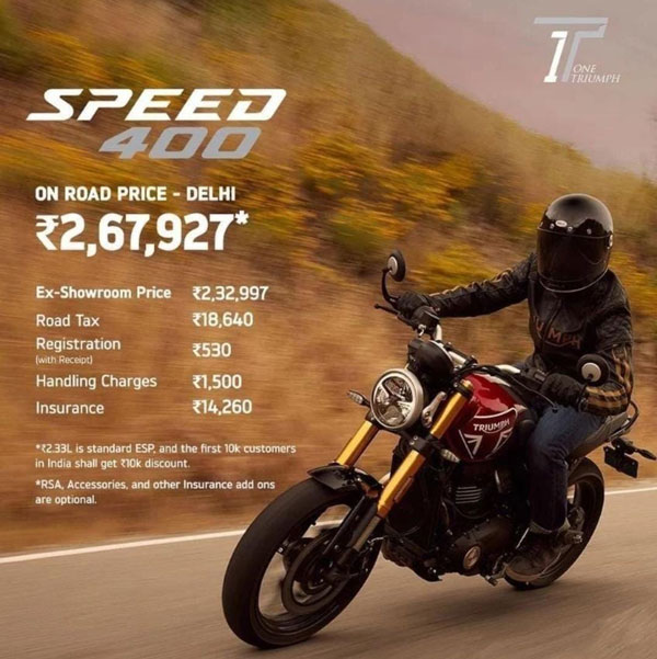 Triumph Speed 400 On-road Price