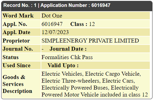 simple dot one trademark