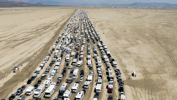 burning man festival traffic jam