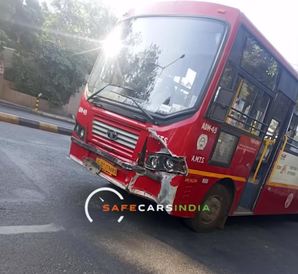 bus crashes into tata nexon