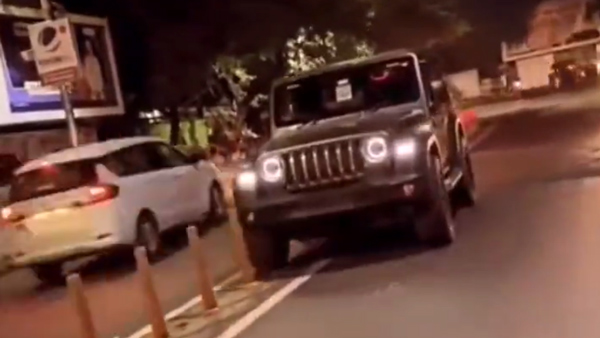 Mahindra Thar Driver Recklessly Drives Over Barrier 