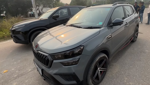 Drag Race Between New Tata Harrier Facelift And Skoda Kushaq