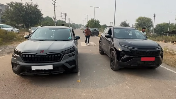 Drag Race Between New Tata Harrier Facelift And Skoda Kushaq