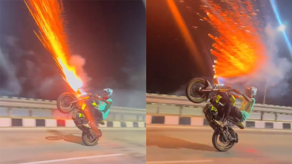 yamaha mt15 rider fireworks wheelie