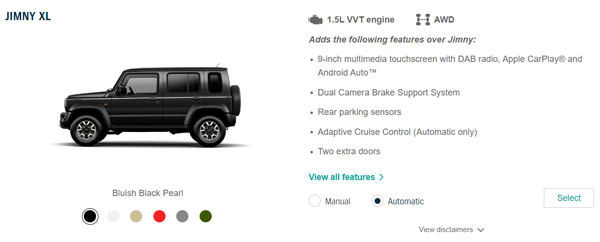 suzuki jimny xl features