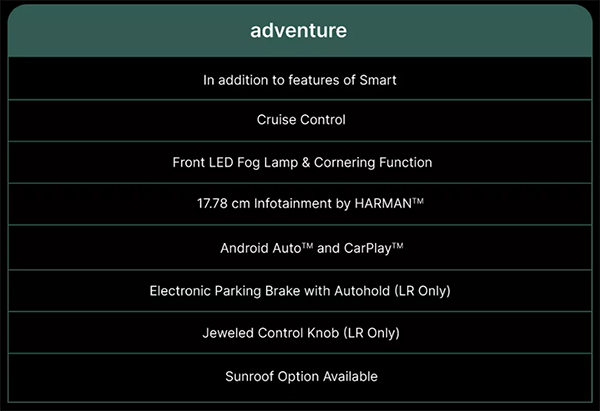 പഞ്ച് ഇവിയുടെ വേരിയന്റ് അനുസരിച്ചുള്ള ഫീച്ചർലിസ്റ്റ് ഇതാ