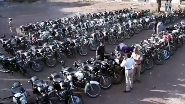 pune traffic police crushes 571 illegal silencers pune traffic police crushes 571 illegal silencers