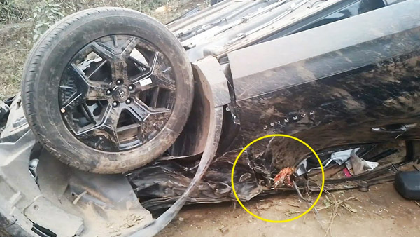 tata harrier suv accident students survive