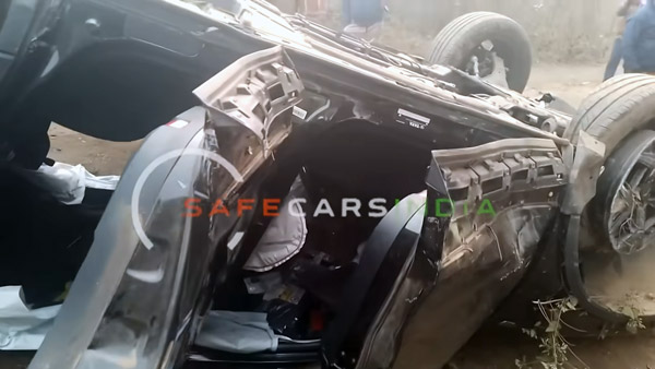 tata harrier suv accident students survive