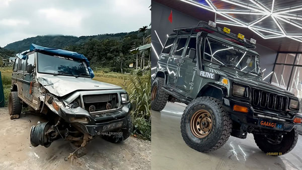 Mahindra Bolero Crashed With Truck Later Modified Neatly Video Goes Viral Mahindra Bolero Crashed With Truck Later Modified Neatly Video Goes Viral