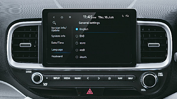 hyundai venue executive turbo variant display