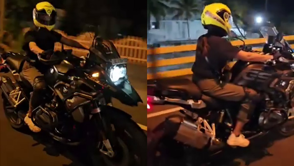 Lady Superstar Manju Warrier Night Ride With Bmw R 1250 Gs Adventure Video Goes Viral