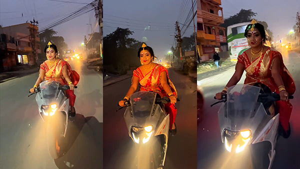 indian bride riding ktm