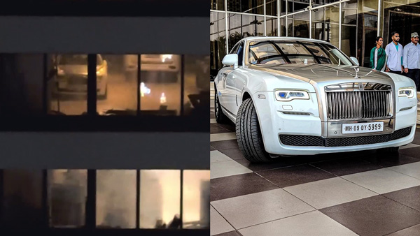 rolls royce parked in living room mumbai apartment