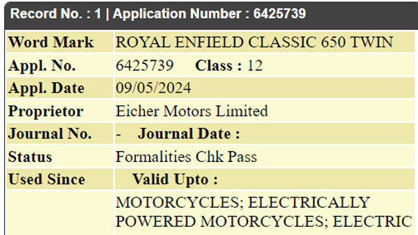 royal enfield classic 650 trademark