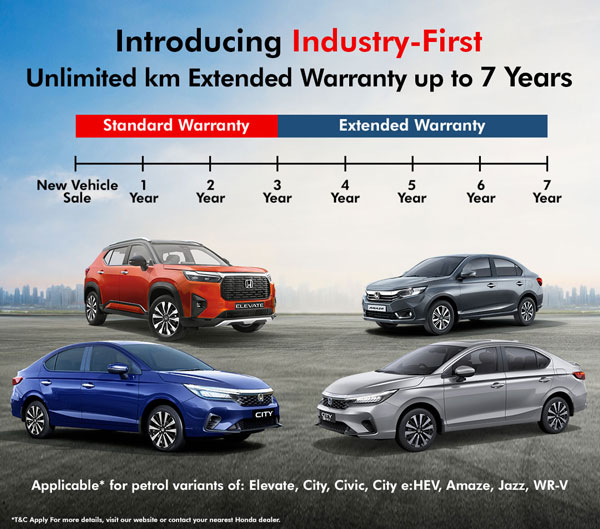 honda cars get 7 year unlimited kilometer warranty