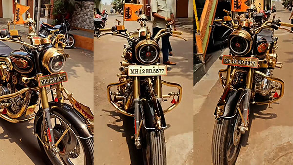 Royal Enfield Bullet Modified With Golden Accents Royal Enfield Bullet Modified With Golden Accents