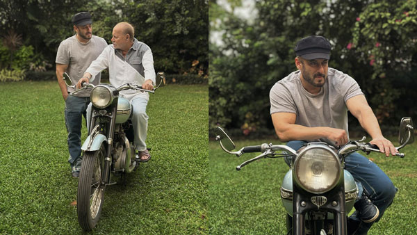 Salman Khan Poses With His Father s Old Triumph Tiger 100 Bike Salman Khan Poses With His Father s Old Triumph Tiger 100 Bike